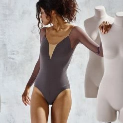 Dancewear Mesh Long Sleeve Taupe Grishko Leotard 1931