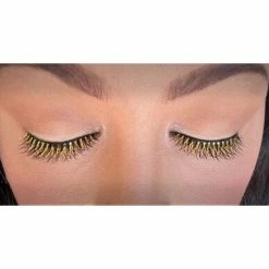 Carnival Products Eyelashes - Black With Gold Tinsel