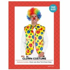 JD Party Clown Costume / Rainbow Bow Tie & Vest Set Vests, Waist Coats, Capes.