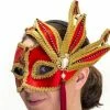 Maya Lulu Masks & Masquerade Mask - Red Gold Trim