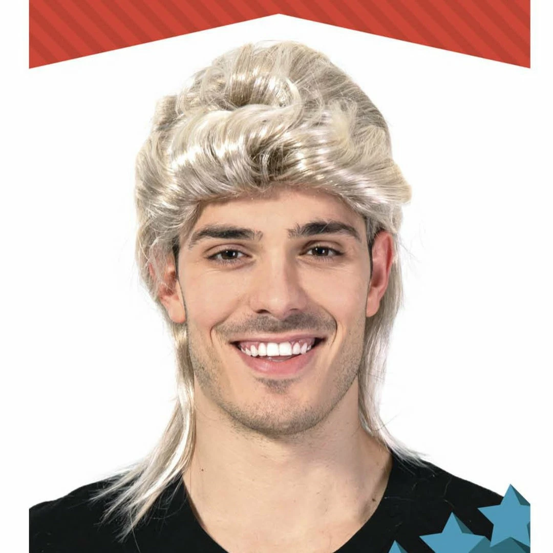 Hot Sale ๐งจ JD Party Mens Blonde Mullet Wig (22604) ๐คฉ 1 JD Party Mens Blonde Mullet Wig (22604)