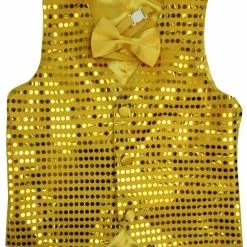 JD Party Child Sequin Bow Tie & Vest Set - Gold