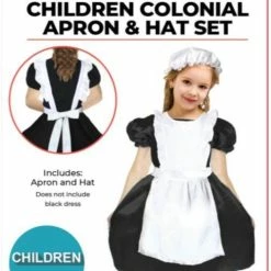 JD Party Fancy Dress Costumes Child Colonial Apron & Hat