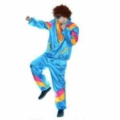JD Party Adult 80s Unisex Tracksuit Costume - Blue