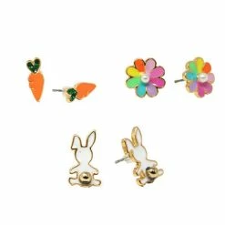 Pink Poppy Gifts Bunny Garden Earring Set Of 3