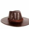 Upstage Dancewear & Costume Factory Cowboy Hat - Faux Leather Burgundy Brown Cowboy Hats
