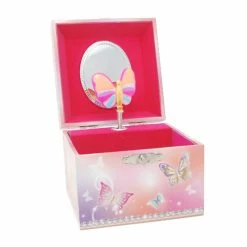 Pink Poppy Butterfly Skies Small Music Box
