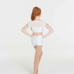 Studio 7 Dancewear Attitude Sequin Crop Top | White