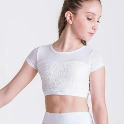 Studio 7 Dancewear Attitude Sequin Crop Top | White