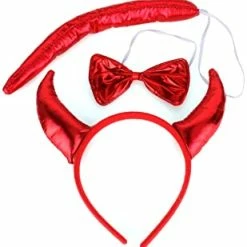 JD Party Shiny Devil Horns With Bow Tie & Tail