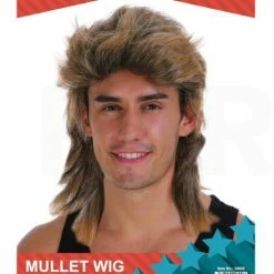 JD Party Wigs Mullet Wig - Medium Brown