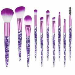 KySienn Purple Glitter Make Up Brush Set 10pce