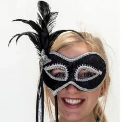 Maya Lulu Masks & Masquerade Mask On Stick - Silver