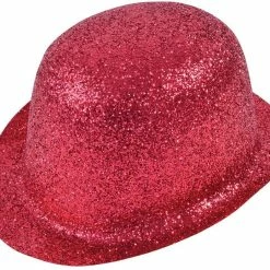 CMA Bowler Hat - Red Glitter Plastic Hats