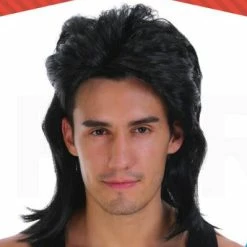 JD Party Mullet Wig - Black Wigs
