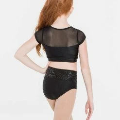 Studio 7 Dancewear Attitude Sequin Crop Top | Black