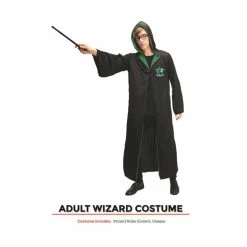 Upstage Dancewear & Costume Factory Adult Wizard Robe & Glasses - Green Slytherin
