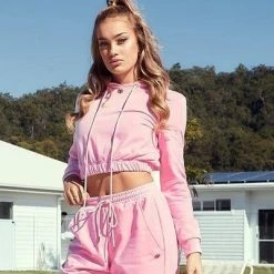 Claudia Dean Cropped Hoodie Jumper | Rose Pink Dancewear