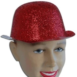 CMA Bowler Hat - Red Glitter Plastic Hats