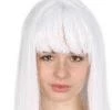 JD Party Wigs Long Straight Wig With Fringe - White
