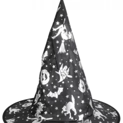 Carnival Products Witch Hat - Silver Cats Bats Witch