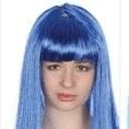 JD Party Long Straight Wig With Fringe - Blue