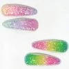 Pink Poppy Rainbow Chunky Glitter Snap Clips Gifts