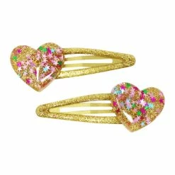 Pink Poppy Glitter Resin Heart Hair Clips Gifts