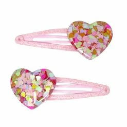 Pink Poppy Glitter Resin Heart Hair Clips Gifts