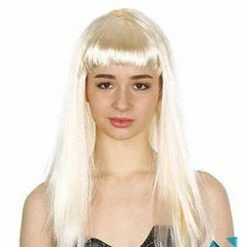 JD Party Wigs Long Straight Wig With Fringe - Blonde