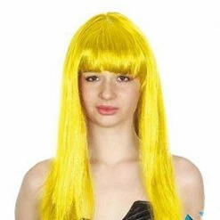 JD Party Long Straight Wig With Fringe - Yellow Wigs