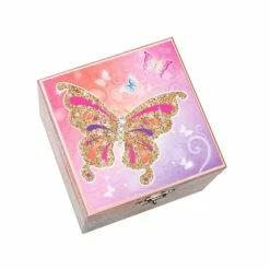 Pink Poppy Butterfly Skies Small Music Box