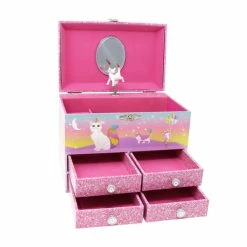 Pink Poppy Caticorn Dreams Medium Musical Jewellery Box