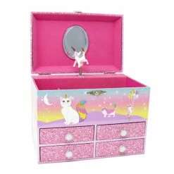 Pink Poppy Caticorn Dreams Medium Musical Jewellery Box