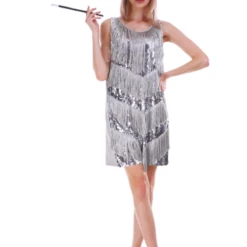 JD Party Fancy Dress Costumes Deluxe Sequin Flapper Dress