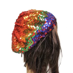 JD Party Pride / Rainbow Costumes Rainbow Sequin Beret Hat