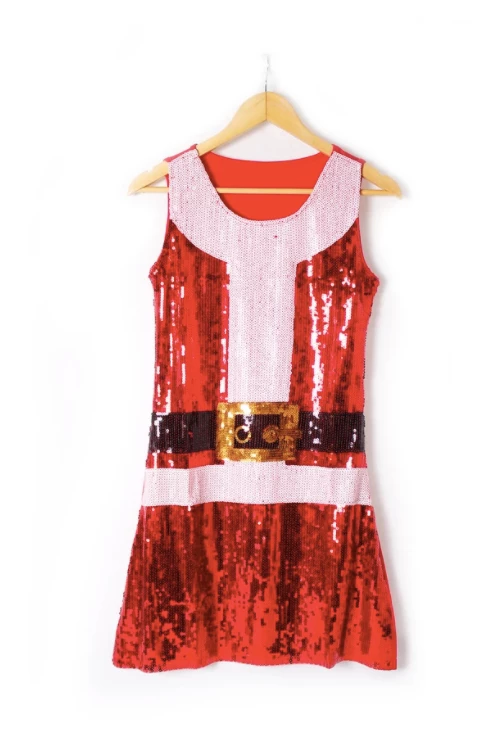 Cheap ๐ JD Party Santa Sequin ๐ Dress Fancy ๐ Dress Costumes โ๏ธ 2 JD Party Santa Sequin Dress Fancy Dress Costumes