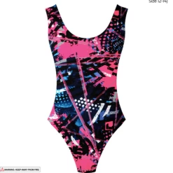 JD Party 1980s Leotard - Pink Grid