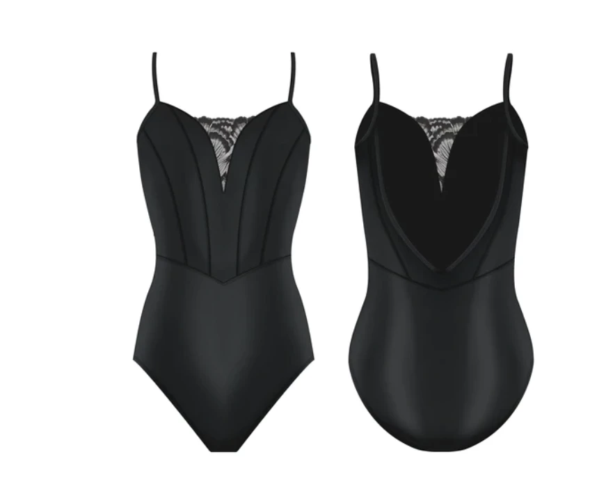 Budget ⭐ DANSE DE PARIS Dancewear Antoinette Jet Black Leotard ✔️ 1 DANSE DE PARIS Dancewear Antoinette Jet Black Leotard