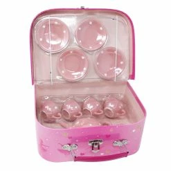 Pink Poppy Pirouette Ballerina Princess Porcelain 12 Piece Kids Pretend Tea Set & Carry Case Gifts