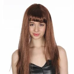 JD Party Long Wig- Straight With Fringe - Brown Wigs