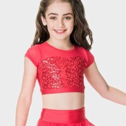 Studio 7 Dancewear Attitude Sequin Crop Top | Red