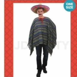 JD Party Adult Mexican Poncho Fancy Dress Costumes
