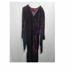 Upstage Dancewear & Costume Factory Ex-Hire Costume Burgundy Crush Velvet Dress With Strips Sleeves