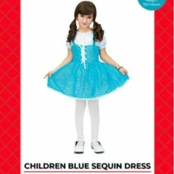 JD Party Fancy Dress Costumes Blue Sparkle Dress - Dorothy Child