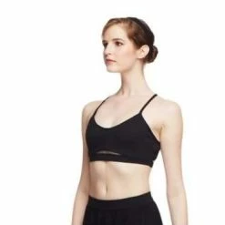 Dancewear CLEARANCE / Mesh Panel Crop Top Black - Capezio