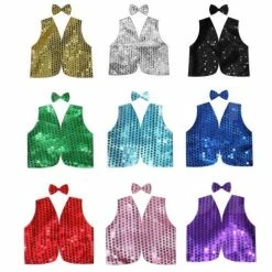 JD Party Vests, Waist Coats, Capes. Sequin Bow Tie & Vest Set