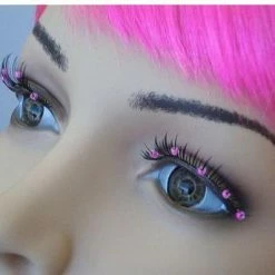 Carnival Products Eyelashes - Black With Pink Beads Eyelashes - False Lashes
