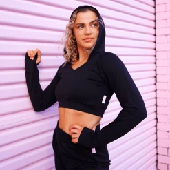 Studio 7 Dancewear Warm Up Cropped Hoodie, Black
