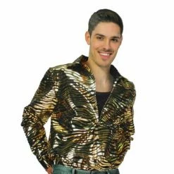 JD Party Fancy Dress Costumes Adult Disco Tiger Print Shirt